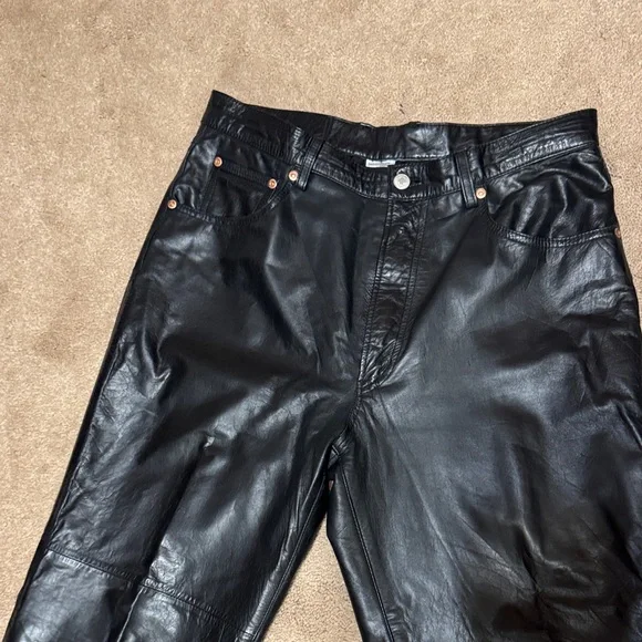 Lucky Brand Black Leather Trousers